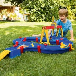 Aquaplay Port a Container - Circuito de Agua con Barco, Coche Anfibio, Grúa y Minifiguras - 104x90 cm para Niños 3+ Años