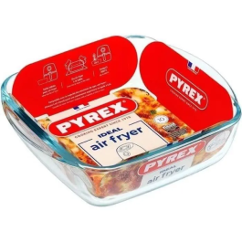 Pyrex Fuente Cuadrada Prepware Vidrio Transparente 20x17 cm - 1L Resistente A Rayaduras Apto Horno Microondas Congelador