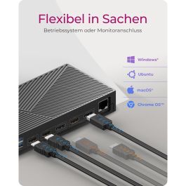 ICY BOX IB-DK2246AC Docking Station 4xUSB-A/2xUSB-C/2xHDMI/DisplayPort/Ethernet Negro 3840x2160