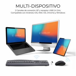 Subblim SUBKBC-DCOPW2 Teclado y Ratón Combo Dual Prowave Office Ergonómicos Inalámbricos Bluetooth 5.3 USB Recargables Teclas Silenciosas Negro