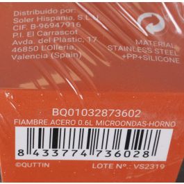 Quttin Fiambrera de Acero 0.6L para Microondas y Horno, 13.5 x 7 x 13.5 cm (12 Unidades)