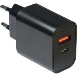 Inter-Tech PD-2120 Cargador USB-C 20W Negro con Carga Rápida y Doble Puerto USB