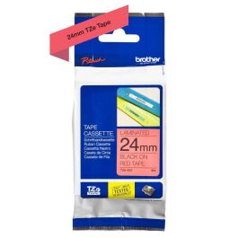 Brother Cinta Laminada 24 mm Negro sobre Rojo para Impresoras P-Touch