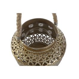 DKD Home Decor Portavelas Árabe Dorado Metal y Cristal 26.5 x 26.5 x 22 cm