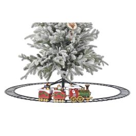 DKD Home Decor Tren Navidad Tradicional LED Multicolor Rojo 136 x 15 x 136 cm Movimiento Musical (2 Unidades)