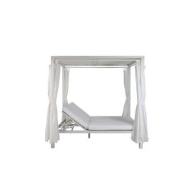 DKD Home Decor Cama Chill Out para Terraza y Jardín de Aluminio y Poliéster Blanco/Gris con Doble Toldo 188 x 205 x 148 cm Precio: 1359.49999999. SKU: S3042460