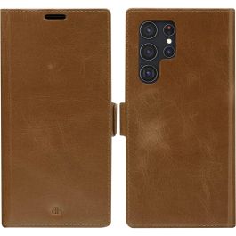 dbramante1928 Funda Tipo Folio de Cuero Genuino Marrón Claro para Samsung Galaxy S22 Ultra