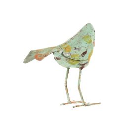 DKD Home Decor Set 2 Figuras Decorativas Pájaro Shabby de Metal Verde y Rosa, 9 cm Largo x 24 cm Alto x 26 cm Ancho
