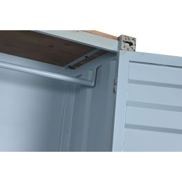 DKD Home Decor Armario Vintage Azul Celeste Metal Container 112 x 46 x 174 cm con 3 Cajones y 2 Puertas