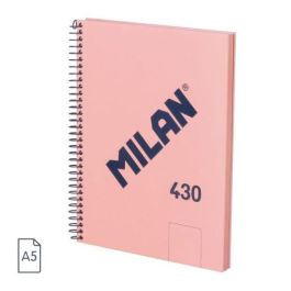 Cuaderno A5 con Espiral y Tapa Dura, 80 Hojas Blancas de 95 Gr/M, Colección 430 Since 1918, Rosa Milan 57151E80P