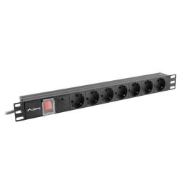 Lanberg PDU-07F-0200-IEC-BK PDU Unidad de Distribución de Energía 7 Salidas AC, Conector C14, Tipo F, 1U Rack Horizontal, 10A, Negro
