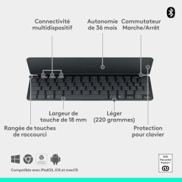Teclado portátil - Inalámbrico - Logitech - Keys-To-Go 2 - para Tablet - AZERTY - Grafito Teclado portátil - Inalámbrico - Logitech - Keys-To-Go 2 - para Tablet - AZERTY - Grafito