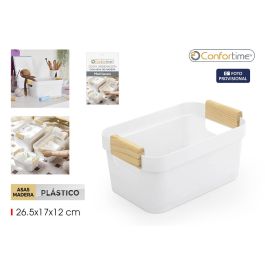 Inde Cesta Multiusos de Plástico con Asas de Madera Confortime, Dimensiones 26.8 cm x 17.3 cm x 12.6 cm Precio: 46.49999992. SKU: B187S5GSWA