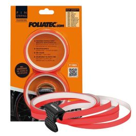 Foliatec FO34396 Tiras Decorativas para Llantas de Coche, Rojo Neón 6mm x 8.6m Autoadhesivas con Ayuda de Montaje para 4 Llantas