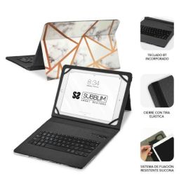 SUBBLIM funda de tablet con teclado bluetooth Keytab Pro BT Trendy Marmol Blanco