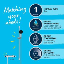 Grohe 34805001 Conjunto de ducha termostático de 1 chorro - Gris