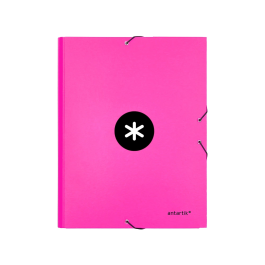 Antartik Carpeta de Gomas Tres Solapas Cartón Forrado A4 Rosa