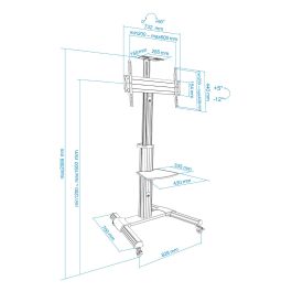 TooQ FS1870M-B Soporte de Suelo Portátil para TV/Monitor Señalización 37-70 pulgadas VESA 600x400mm, 50kg, Ruedas, Bandeja Negro/Plata TooQ FS1870M-B Soporte de Suelo Portátil para TV/Monitor Señalización 37-70 pulgadas VESA 600x400mm, 50kg, Ruedas, Bandeja Negro/Plata