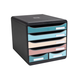 Exacompta Fichero Cajones Sobremesa Skandi DIN A4+ Polipropileno Reciclado 6 Cajones Colores Surtidos