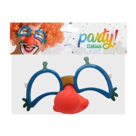 Gafas de Payaso Carnaval Azul con Nariz Roja para Adulto y Niño - Accesorio para Fiestas y Disfraces