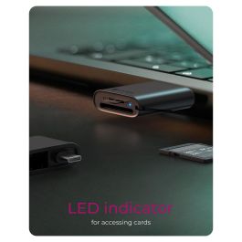 ICY BOX IB-CR204-CU3 Lector de Tarjetas 2 en 1 USB 3.2 Gen 1 para SD, MicroSD, SDXC, SDHC hasta 2 TB, 170 MB/s, Negro