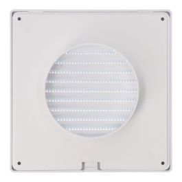 Rejilla ventilación cuadrada empotrable ø 100mm con mosquitera 170x170x10mm abs blanca