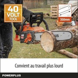PowerPlus PowDPG7576 Motosierra Inalámbrica a Batería 40V Dual Power, Guía 350mm, Sin Batería ni Cargador