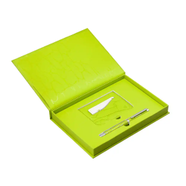 Belius Cocktails Margarita Bolígrafo y Wallet Aluminio Verde Lima Plateado con Relieve, Tinta Azul, Caja Incluida