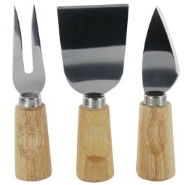 Cook Concept Tabla de Quesos con 3 Cuchillos de Acero Inoxidable y Tabla de Cristal 21x21 cm Colección Bistrot
