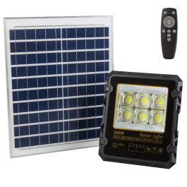 Proyector Solar LED 200W con Panel Solar, Mando a Distancia, IP65 [1916-FLSOL-200W-CW] Precio: 58.88999941. SKU: B1A2AT2VBX