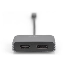 Digitus Adaptador DP + HDMI 20cm 4K/30Hz Carcasa de Aluminio Plateada