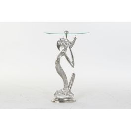 DKD Home Decor Mesita Auxiliar Indio Plateada Transparente con Estructura de Aluminio y Tapa de Cristal Desmontable 46x72x46 cm Precio: 83.62794. SKU: S3023368