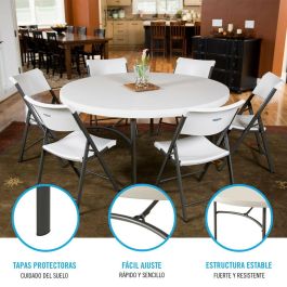 Mesa auxiliar Lifetime Crema 152 x 74 x 152 cm Acero Plástico