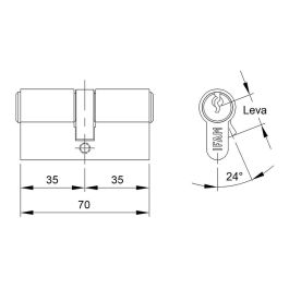 Cilindro f5s3535n níquel 70mm (35+35mm) leva larga 15mm. con 3 llaves de serreta. ifam