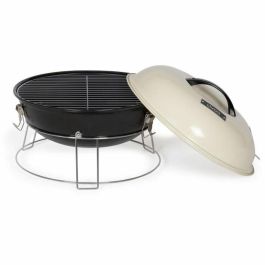 Livoo DOC301 Barbacoa de Carbón Portátil Ø34 cm, Parrilla Cromada, Acero Esmaltado, Champán y Negro