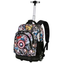 Marvel Capitán América Mochila Trolley GTS FAN Comic con Ruedas, 2 Compartimentos, Bolsillos Laterales, Multicolor