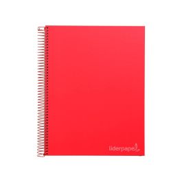 Cuaderno Espiral Liderpapel A4 Micro Jolly Tapa Forrada 140H 75 gr Cuadro 5 mm 5 Bandas 4 Taladros Color Rojo