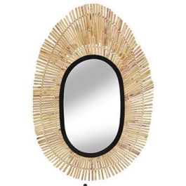DKD Home Decor Espejo de Pared Decorativo Estilo Balines de Ratán y Metal, Natural/Negro, 92 cm Alto x 63 cm Ancho x 1.5 cm Fondo Precio: 80.59000026. SKU: S3032175