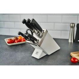 Zwilling 35148-207-0 Bloque de Cuchillos 7 Piezas, Acero Inoxidable, Mango Negro, Incluye Cuchillo Chef, Pan y Pelar