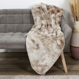 Home Deco Factory Manta Marrón Imitación Piel 140x200 cm Suave