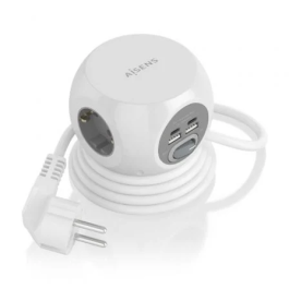 AISENS - REGLETA DE ENCHUFES SOBREMESA MULTIFUNCION CON 3 TOMAS + 2xUSB-C, 2xUSB-A, 1.4M, BLANCO Precio: 14.69000016. SKU: B1ACCAL39R