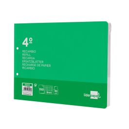 Recambio Liderpapel Cuarto Apaisado 100 H 2Tca-08 Cuadro 8 mm 2 Taladros Con Margen