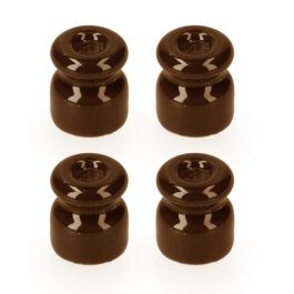 Edm Aislador para cable trenzado marrón, porcelana, Ø 15,5 x 18 mm, 4 unidades