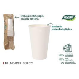 Algon Set 10 Vasos Blanco Cartón 330cc (8cm x 12cm x 8cm) (20 Unidades) Precio: 8.59000054. SKU: B178FRSKR3