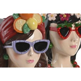 DKD Home Decor Macetero Urban de Resina Multicolor con Diseño de Chica 13 x 24 x 21 cm (4 Unidades)