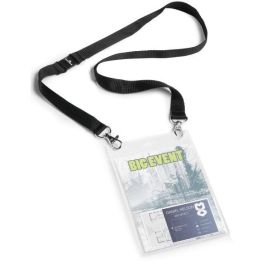 Durable 852501 - Tarjetero identificativo A6 con cinta textil, vertical, negro/transparente, 10 unidades