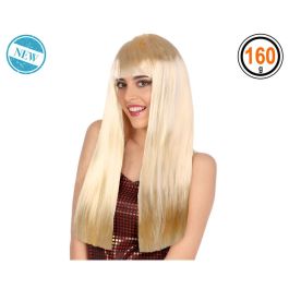 Peluca Larga Rubia 60 cm con Flequillo Recto – Ideal para Fiestas, Disfraces, Muñeca, Princesa, Diva Pop