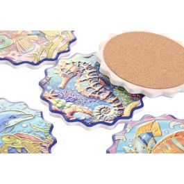 DKD Home Decor Posavasos Atlantico Multicolor Dolomite Corcho 10.8 x 0.7 x 10.8 cm (72 Unidades)