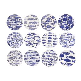 DKD Home Decor Posavasos Mediterraneo Azul Marino Blanco 11 x 0.7 x 11 cm (72 Unidades) Dolomita Corcho Precio: 130.5900002. SKU: B167JTT7PF