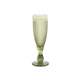 DKD Home Decor Copa de Cristal Grabado Diamond Garbo Verde, Set de 6, 150ml, Apta Microondas y Lavavajillas